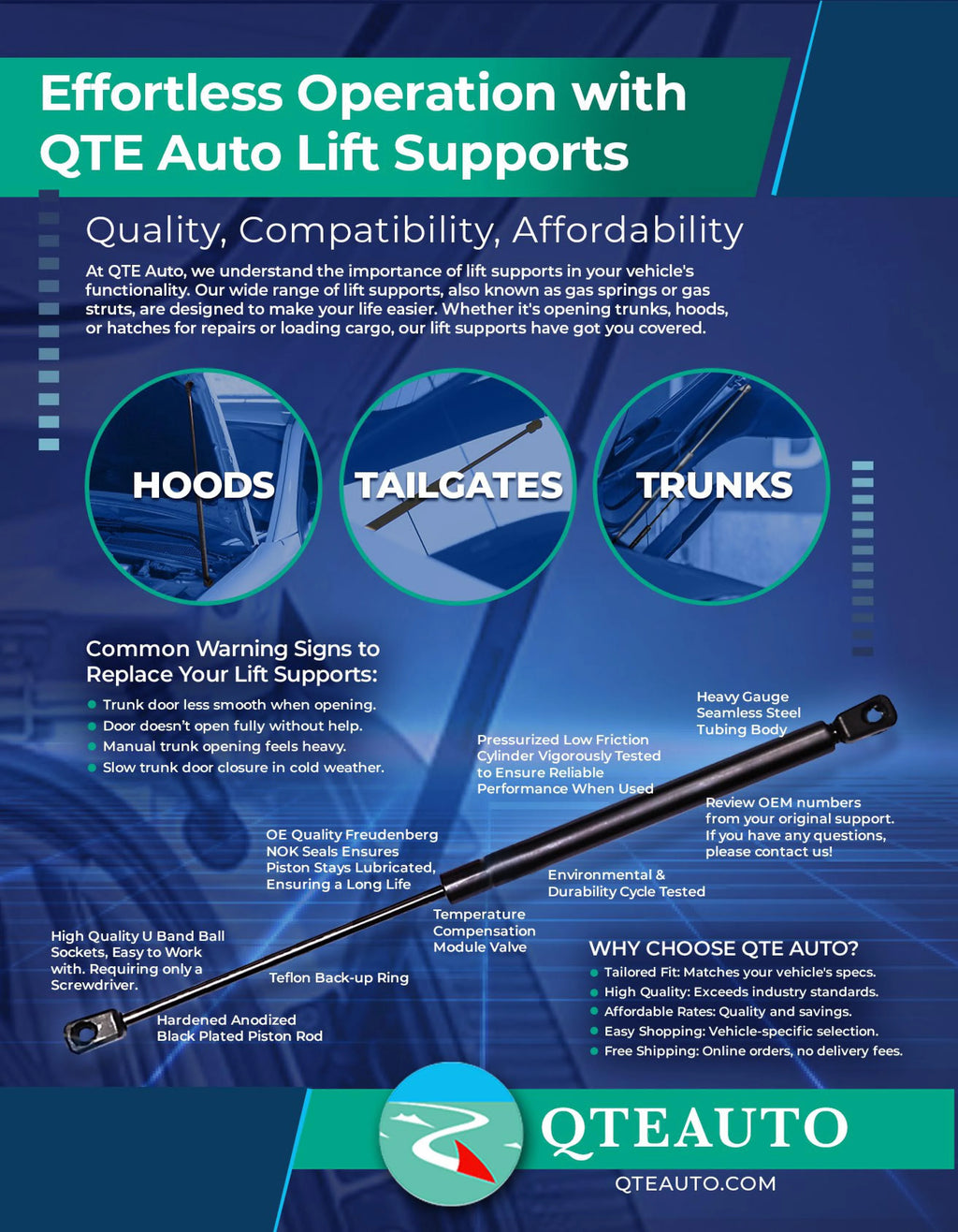 Pair of 2 Rear Tailgate Lift Support for 1979-1982 Nissan 210 Wagon 4 Door E6243