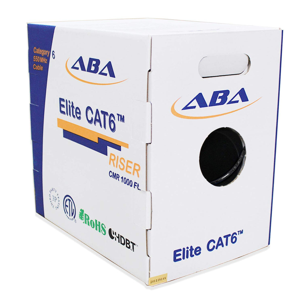 Cat6 Riser Ethernet Cable 1000ft Blue UTP 23AWG Solid Bare Copper Z1542