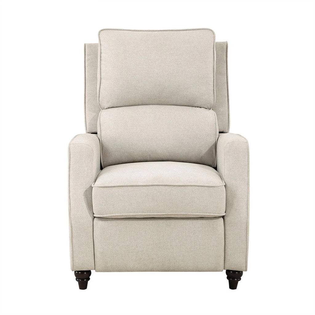 Beige Upholstered Fabric Push Back Recliner W252