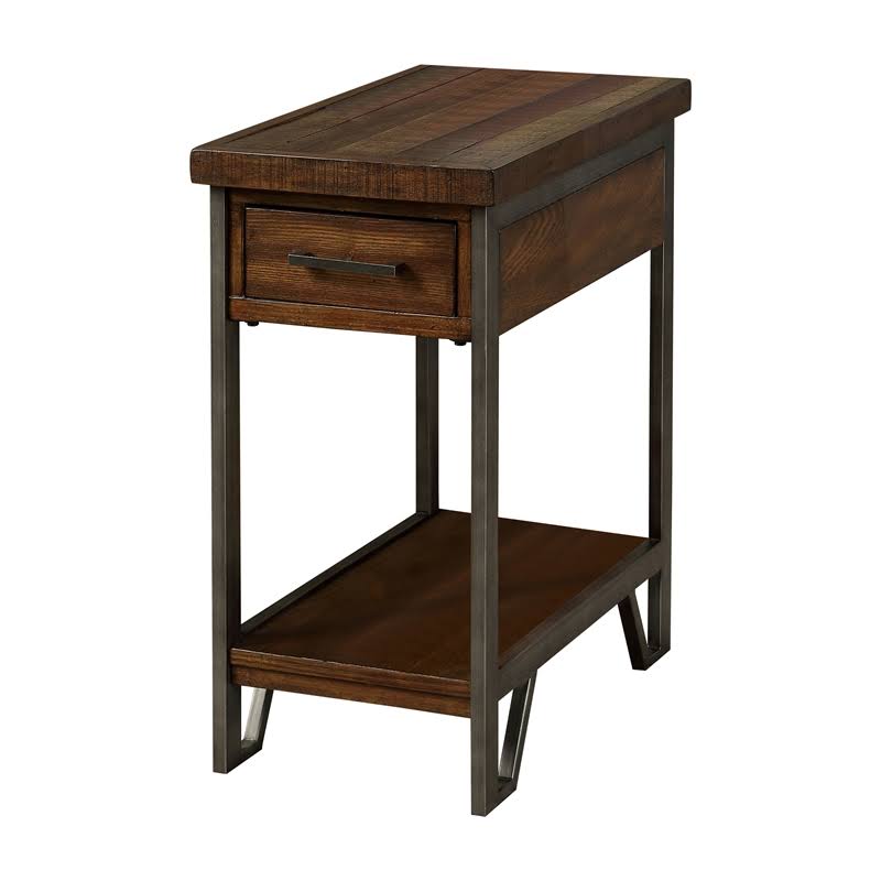 Rustic Metal Frame Side Table in Oak F978788
