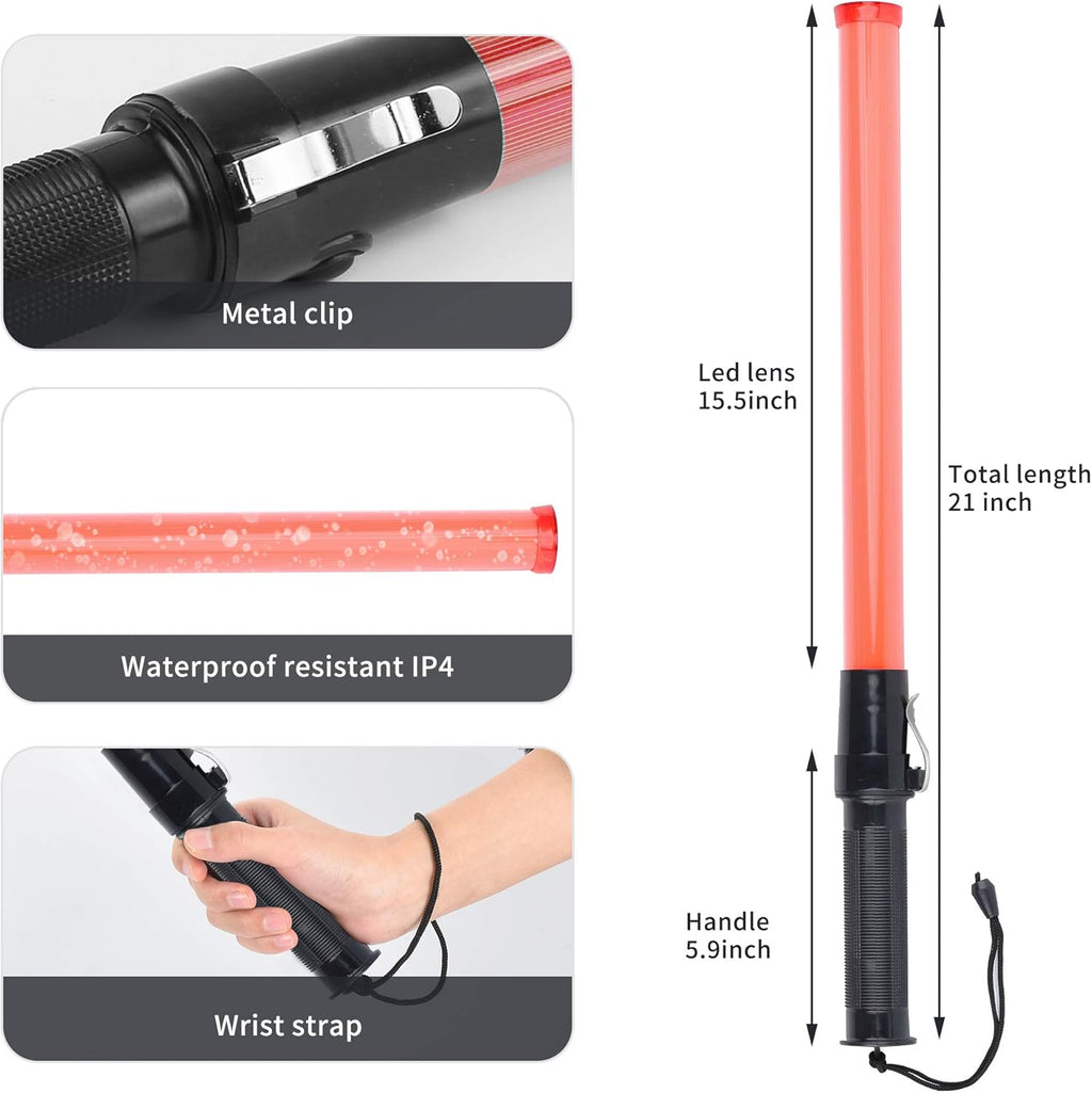 8 Pack 21-inch Safety Traffic Control Wand with 2 Flashing Modes U56341
