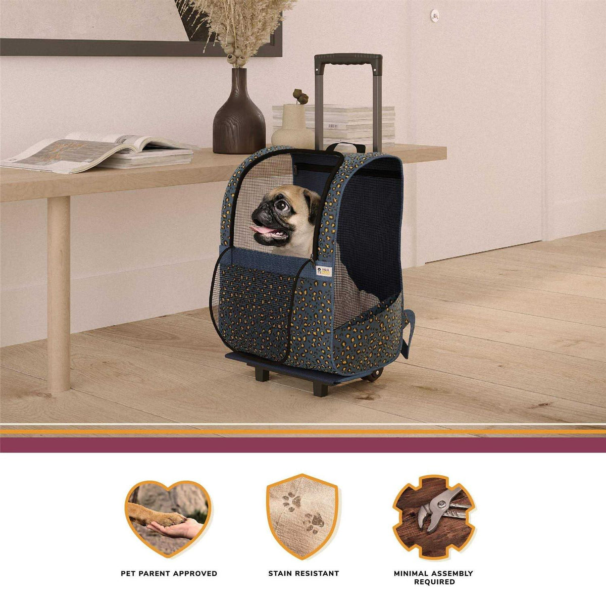 Pet Carrier Trolley with Shock Absorbent Wheels A838