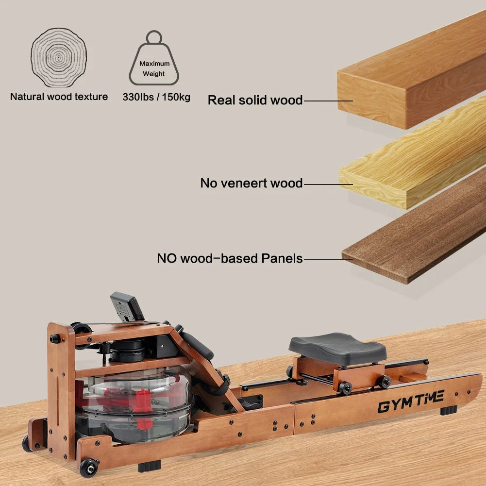 Solid Wood Water Rowing Machine with LCD Monitor A8783