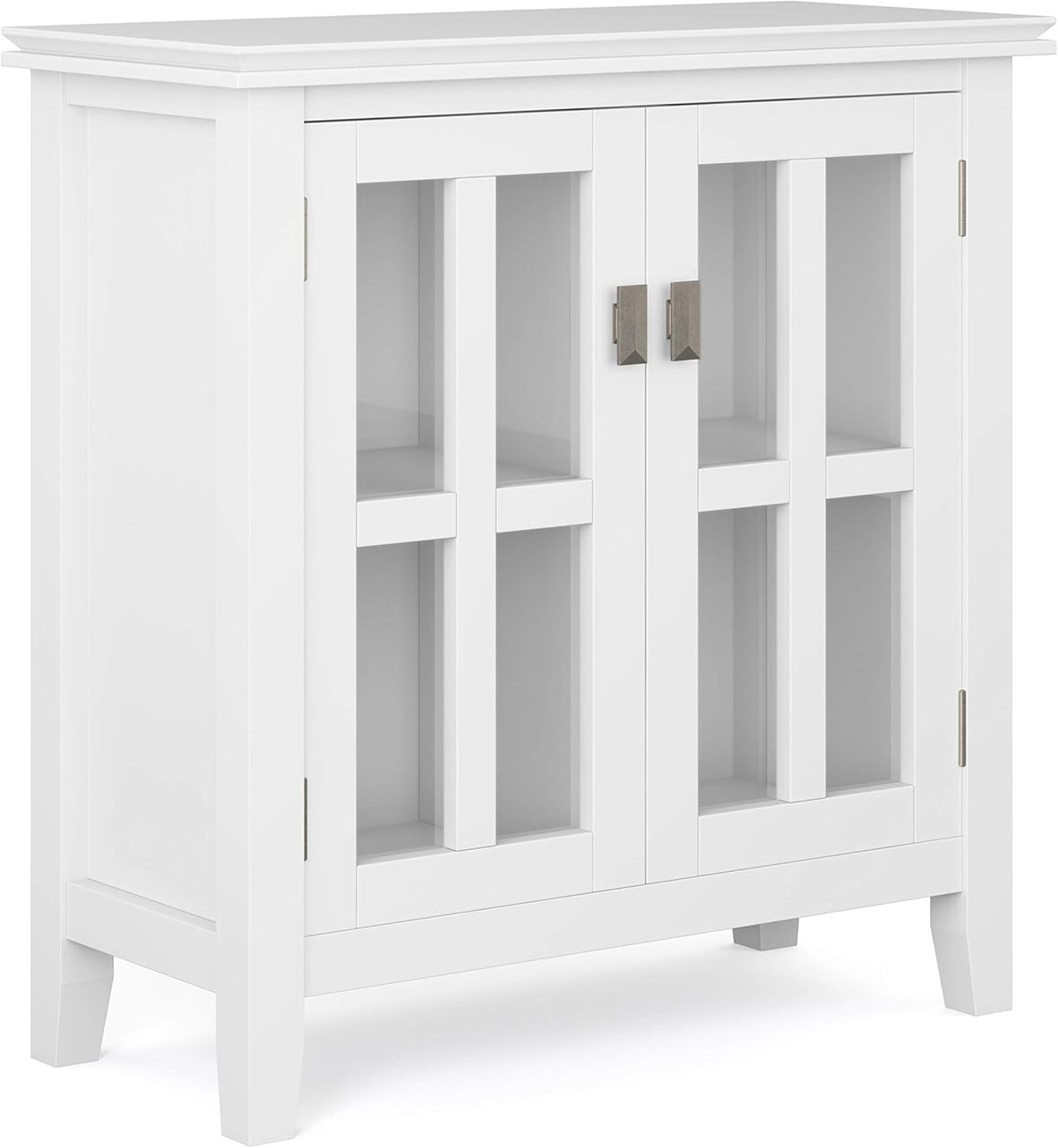 White 30 inch Wide Low Storage Cabinet with 2 Tempered Glass Doors P302