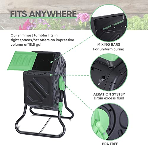 37 Gallon Dual Chamber Composter Tumbler with Steel Frame Q6785