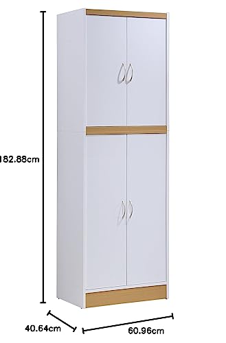 4 Door Kitchen Pantry with Four Shelves, Chocolate E848