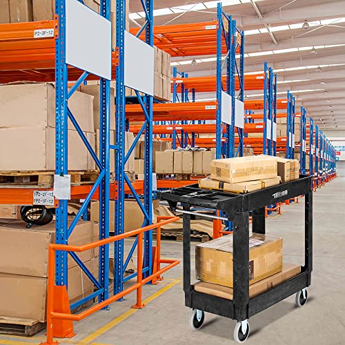 Plastic 2-Tier Utility Cart with Deep Shelves A20489