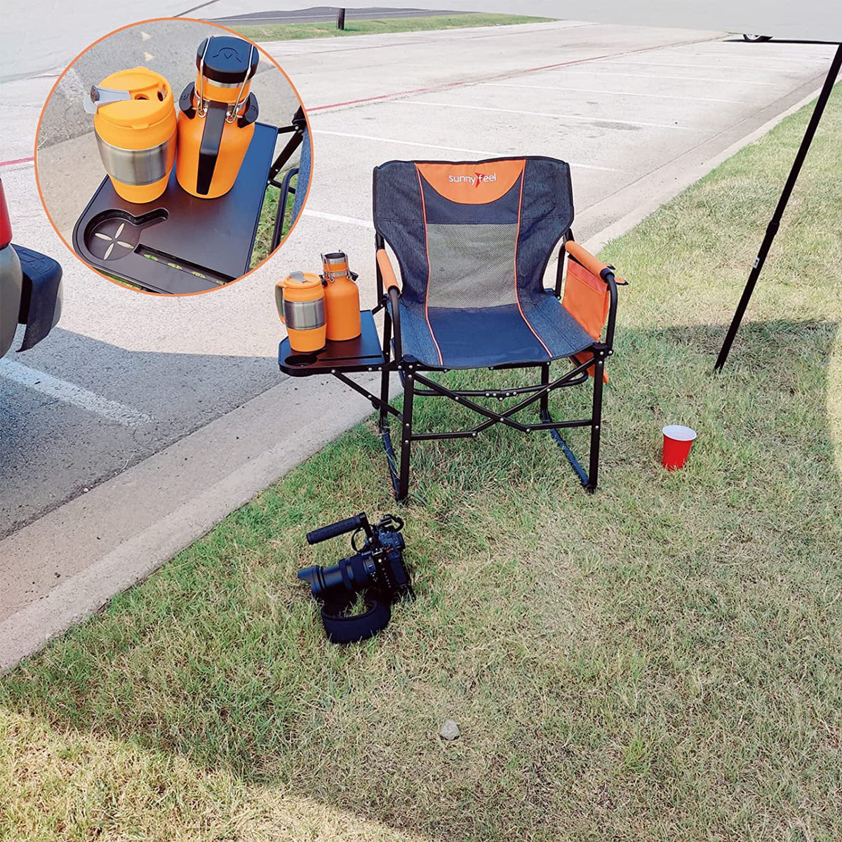 Compact Camping Director Chair with Side Table and Carry Bag C58141
