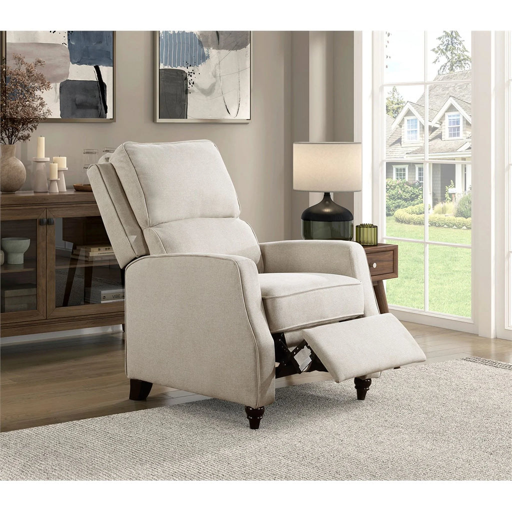 Beige Upholstered Fabric Push Back Recliner W252