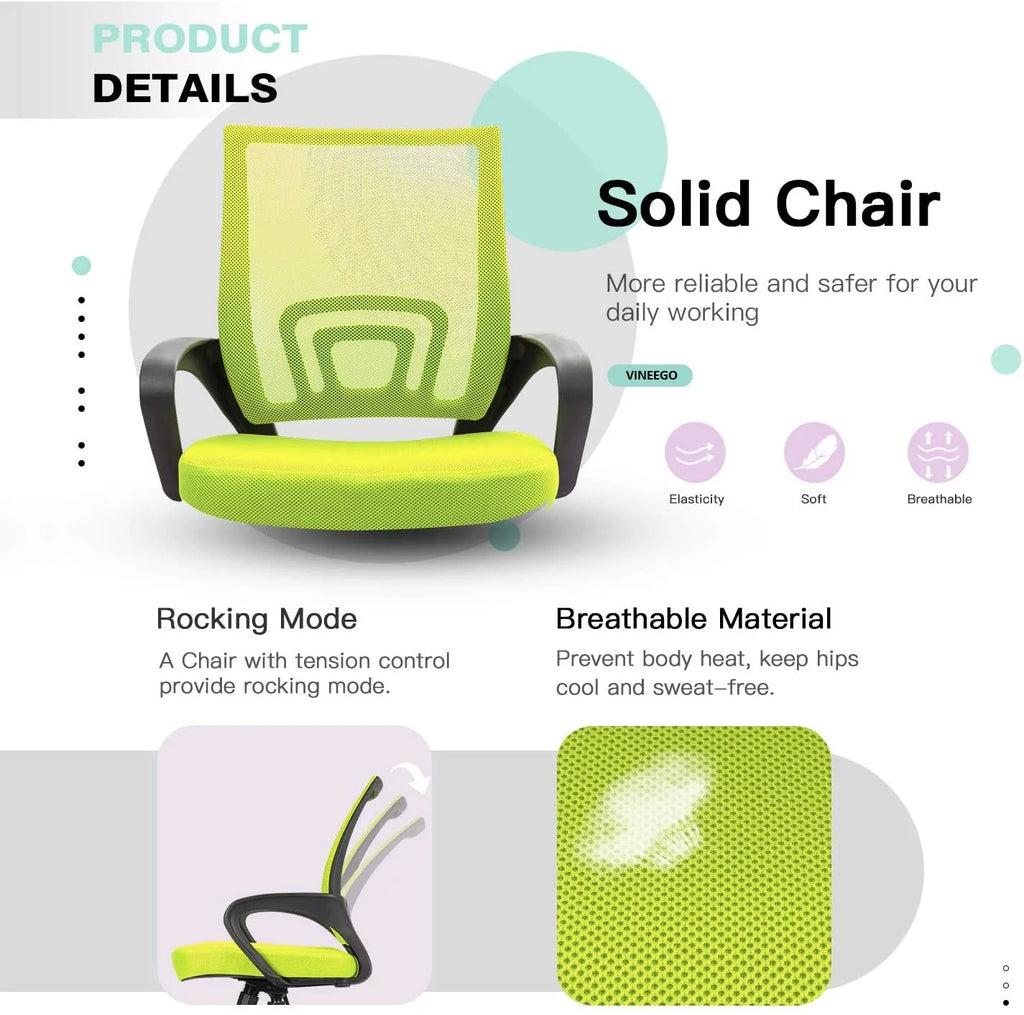Green Mesh Ergonomic Office Chair with Lumbar Support and Armrest X6809