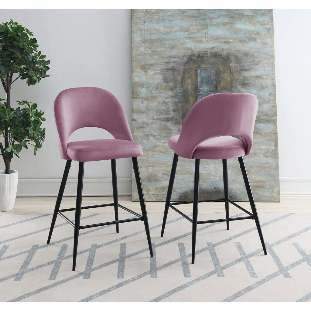 Pink Velvet Bar Stool Set O976