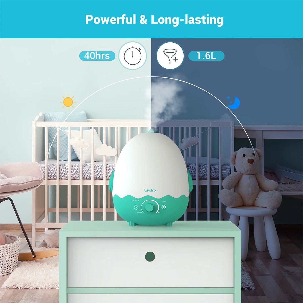 Cool Mist Humidifier with Diffuser, Night Light, Timer E502722