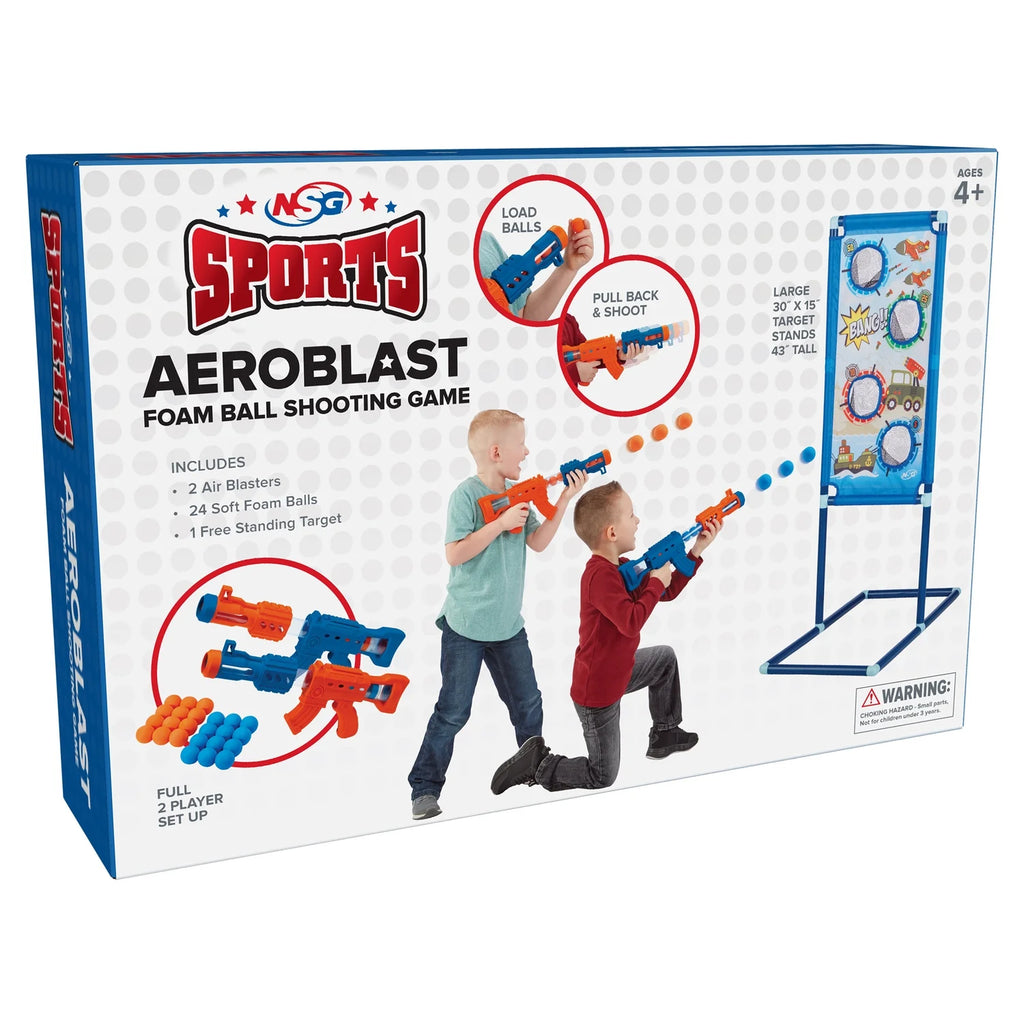2pk 24ct Soft Foam Balls and 2 Pump Action Blaster Guns with Standing Shooting Target L360