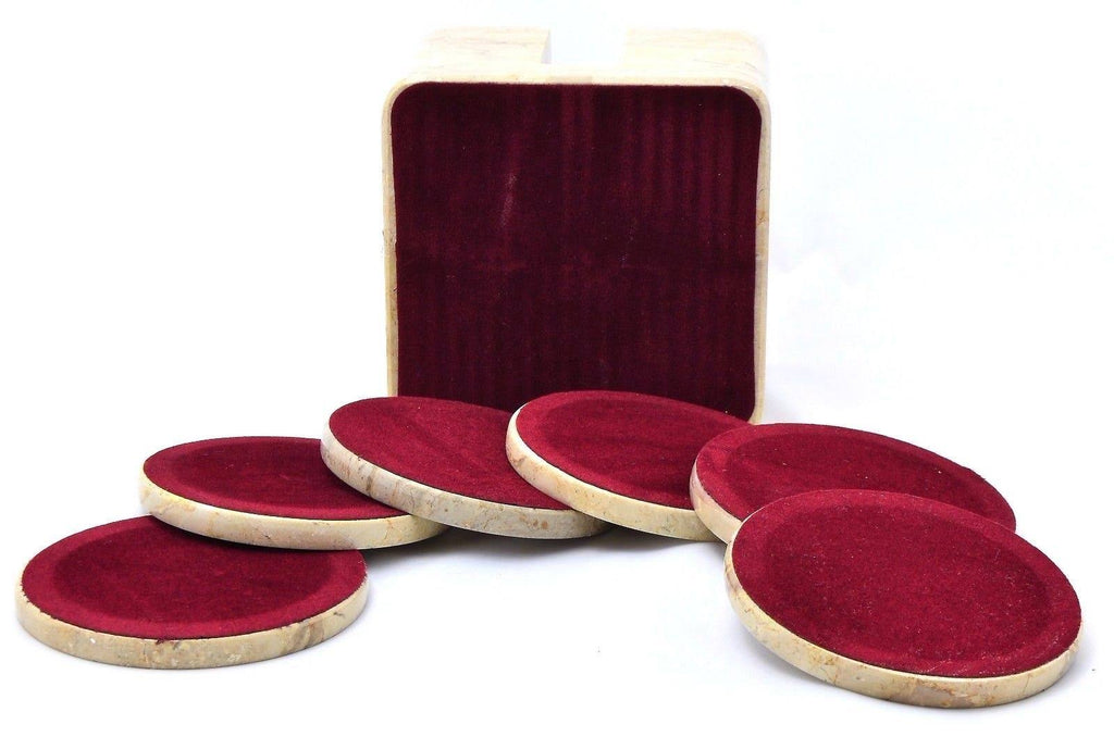 Sahara Beige Coasters with Square Holder (Set of 6) D49024