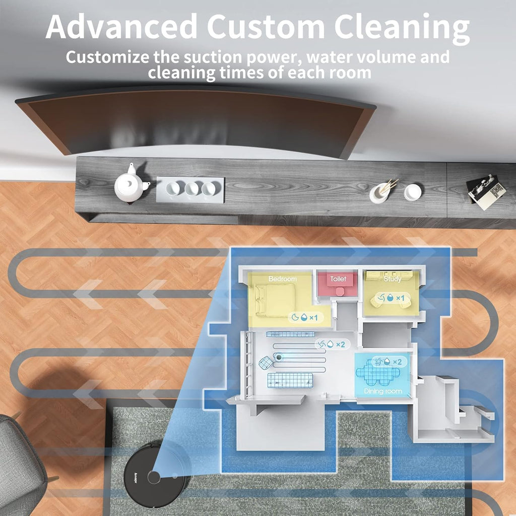 S8 Robot Vacuum and Mop Cleaner, 3500Pa Suction, App and Alexa Compatible W52259
