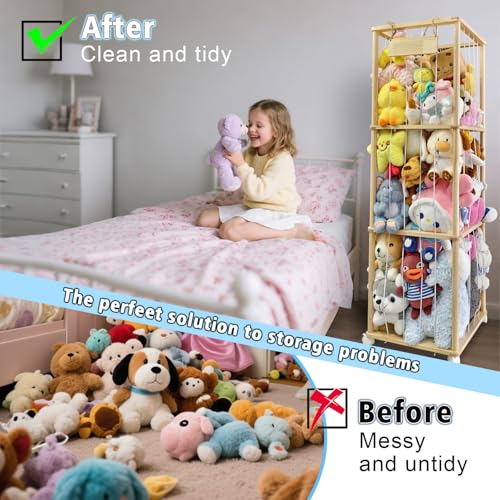 Wooden Stuffed Animal Storage Organizer with Elastic Band R94125