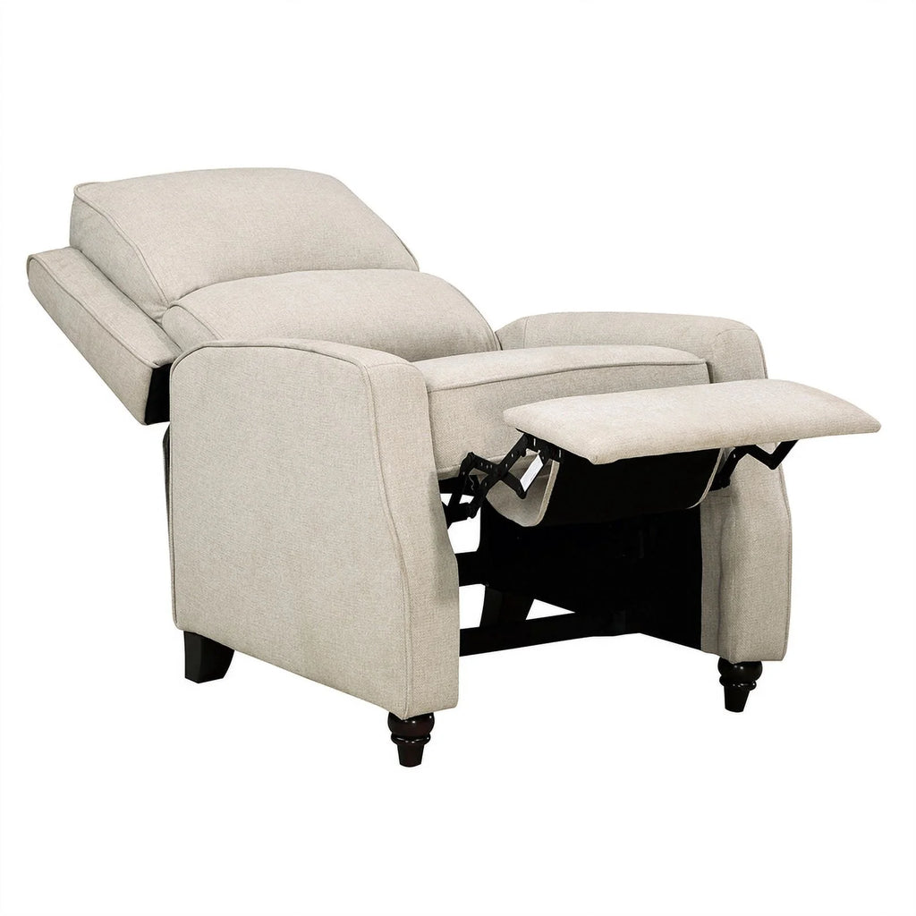 Beige Upholstered Fabric Push Back Recliner W252
