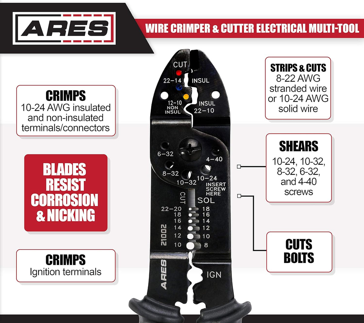 9-inch Wire Stripper Crimper and Cutter Electrical Multi-Tool A490