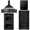 36 Rangetop Range Hood Refrigerator Dishwasher Double Wall Oven in Black Stainless Y51717