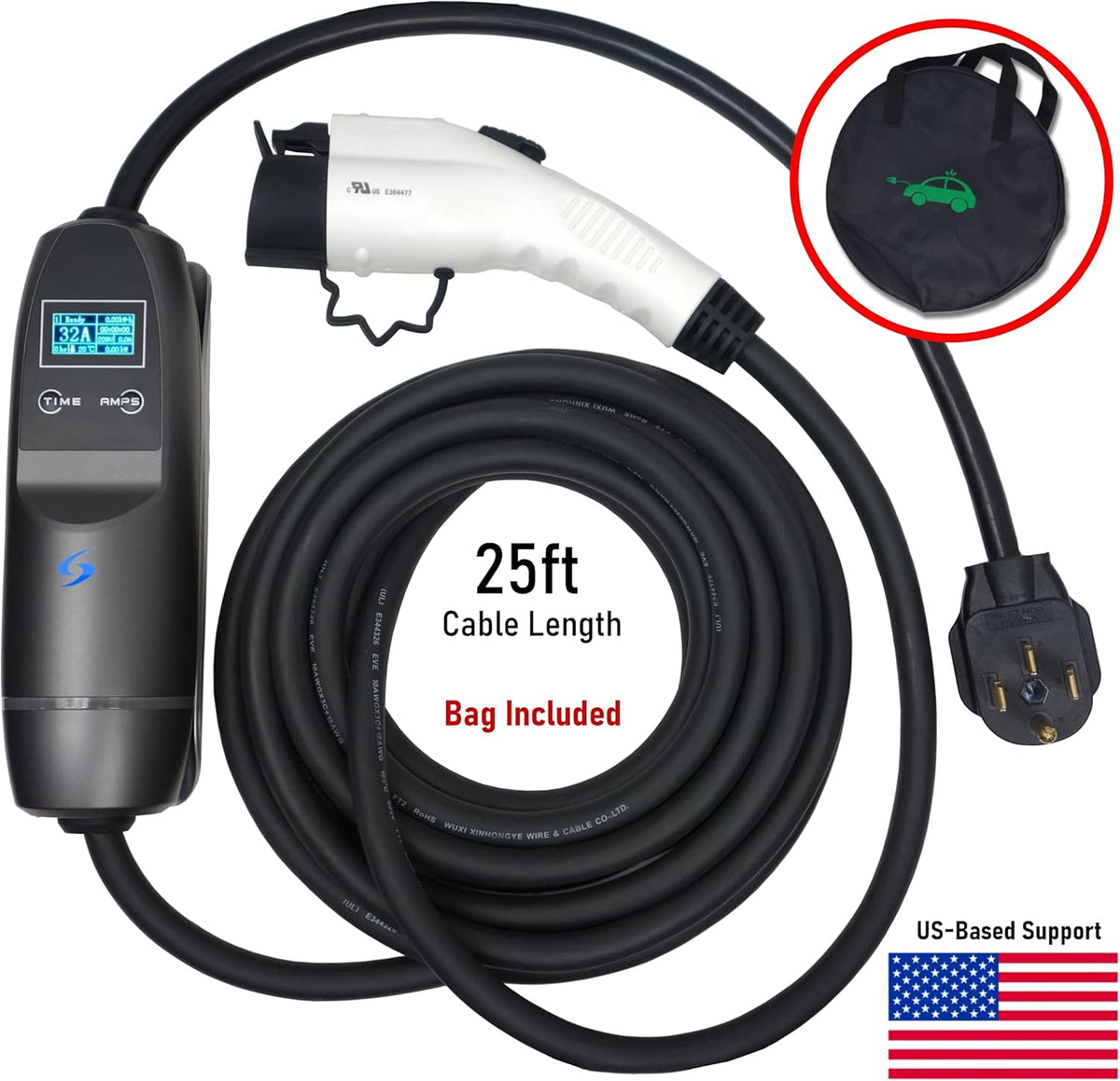 Portable EV Charger 240V 25ft Cable J-1772 Connector D369066