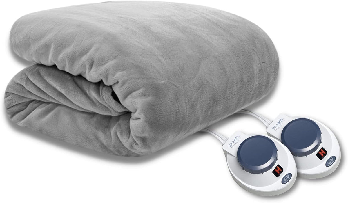 King Grey Micro-Fleece Heated Blanket S7780