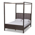 Gray Oak Wood King Platform Canopy Bed M385221