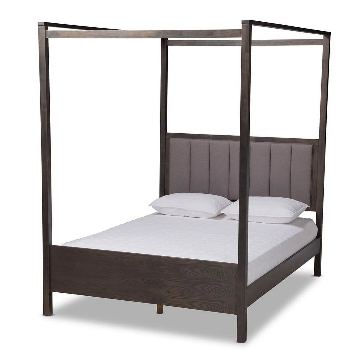 Gray Oak Wood King Platform Canopy Bed M385221