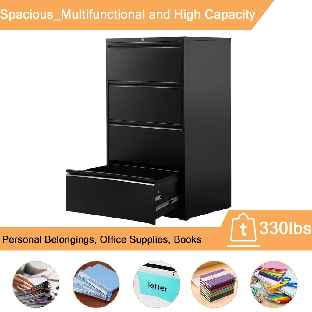4 Drawer Black File Cabinet with Lock C269140