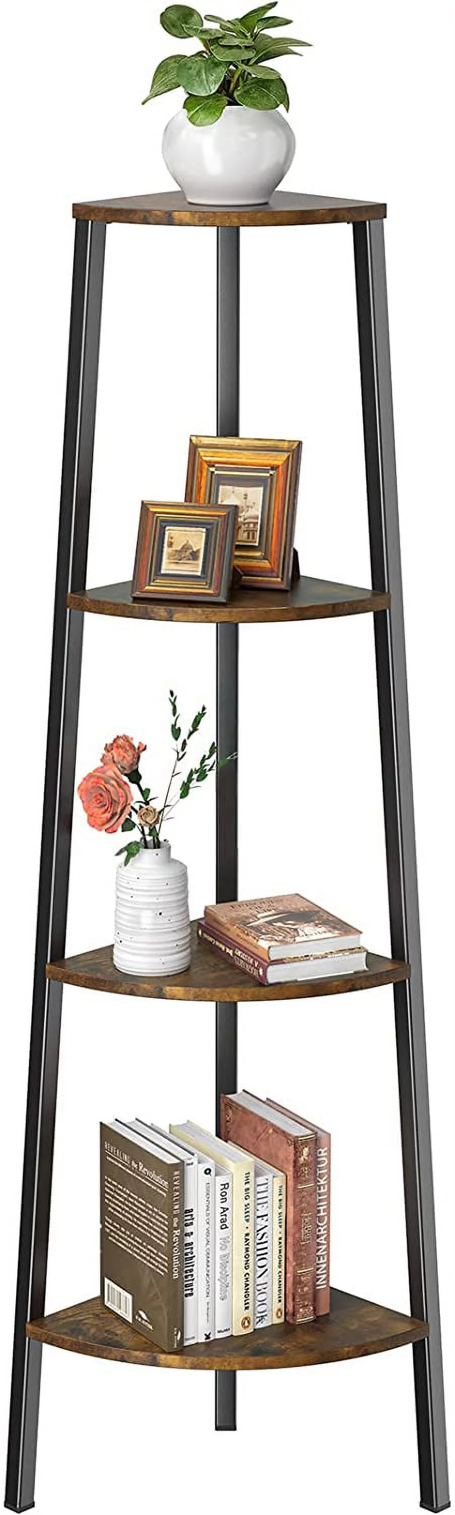 Rustic Brown 4 Tier Corner Bookshelf X239