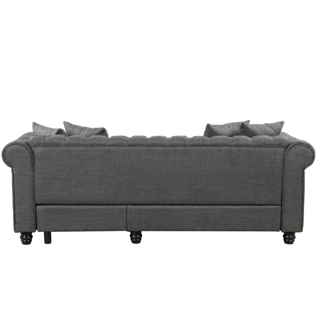 Grey Linen Chesterfield Sofa K255