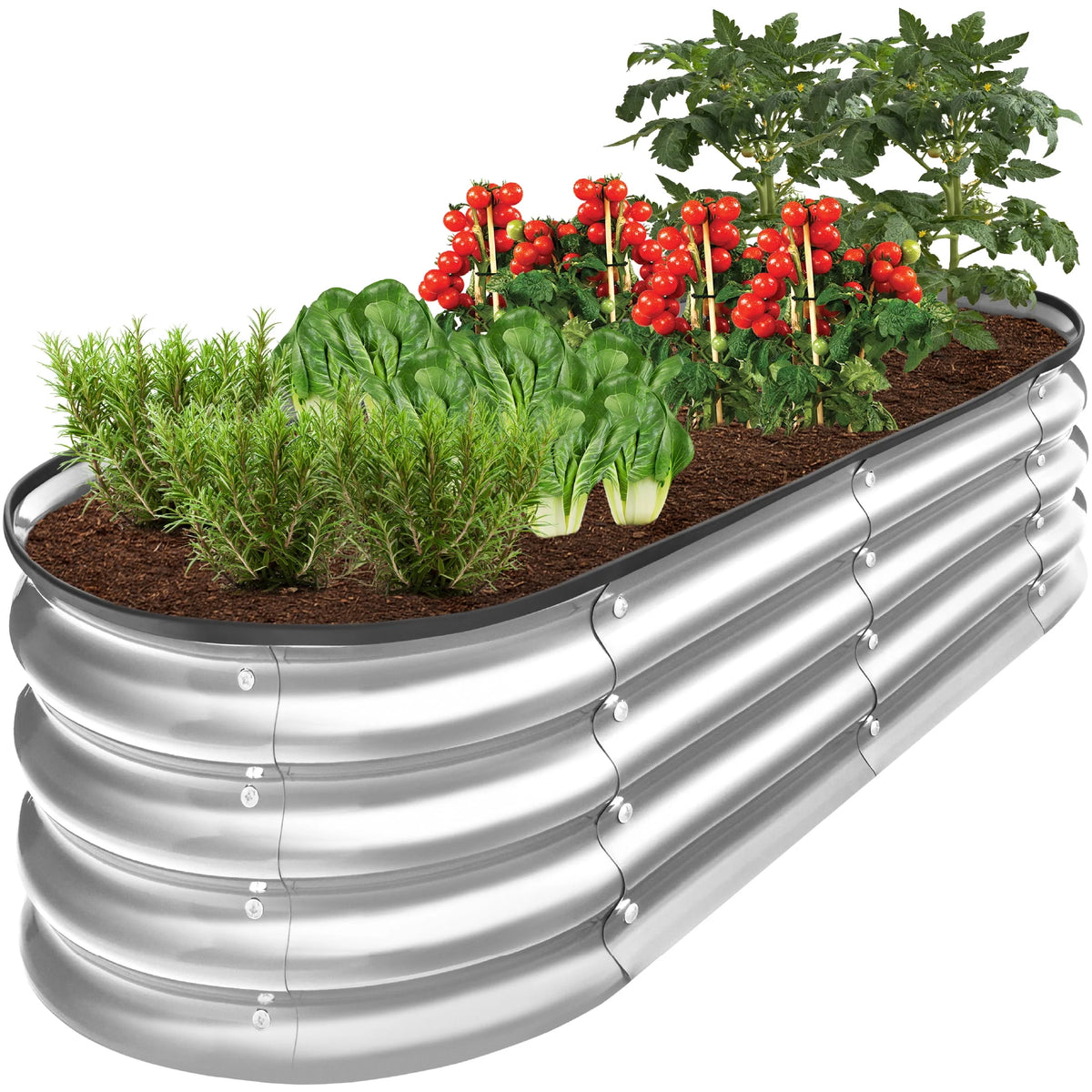 4x2x1ft Outdoor Raised Metal Oval Garden Bed K186822