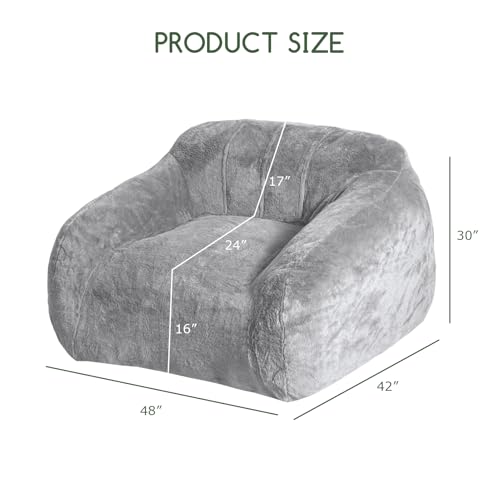 Beige Giant Bean Bag Chair with Armrests K229
