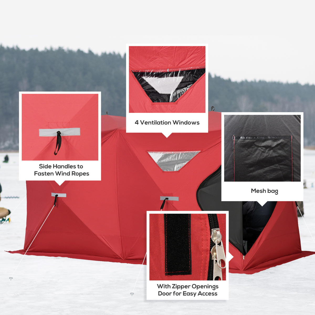 Red Pop-up Ice Fishing Tent R3093