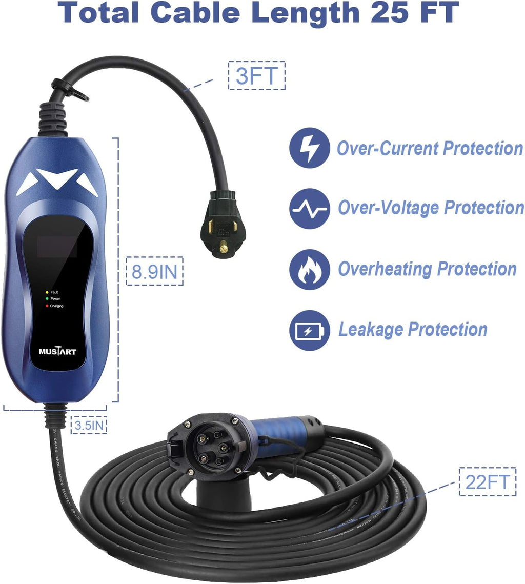 Portable EV Charger 240 Volt 25ft Cable 40 Amp I9449