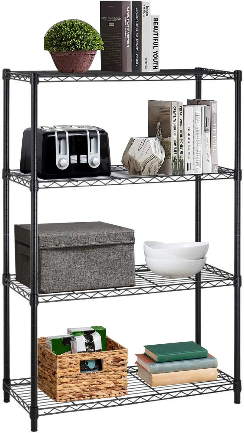 4-Shelf Heavy Duty Metal Wire Shelving Unit with Adjustable Shelves L2324