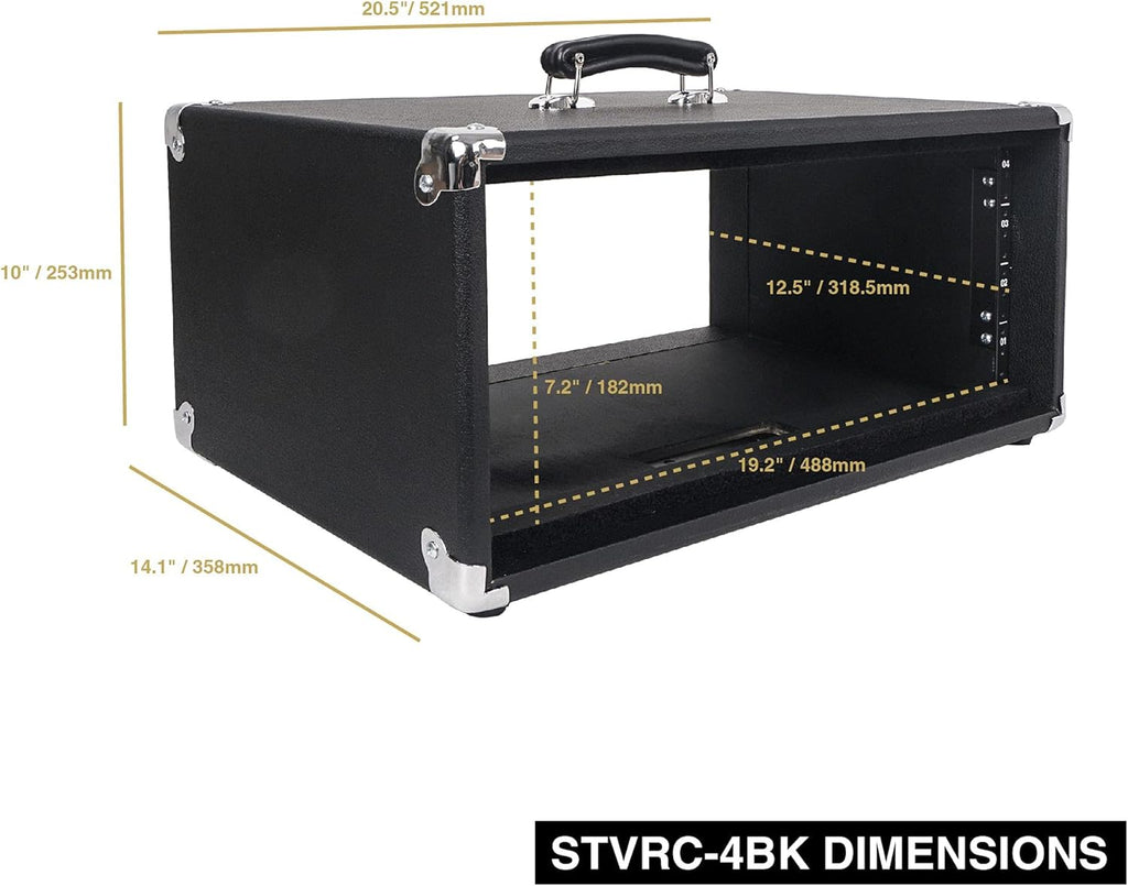 Vintage 4U Amp Rack Case with Rubber Feet, Black M638