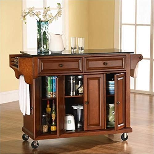 Solid Black Granite Top Kitchen Cart L31281