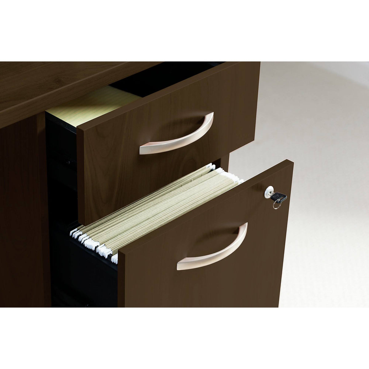 Mocha Cherry Office Desk with Pedestal K8562