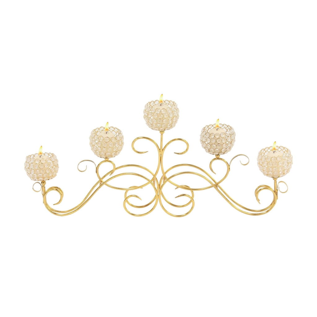 Gold 5-Light Beaded Candle Holder E763