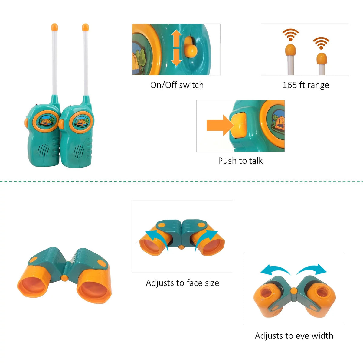 Kids Camping Tent Playset with 2 Walkie Talkies and Outdoor Toy Gear A69769