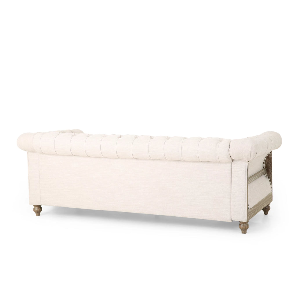 Beige Fabric Tufted 3 Seater Sofa V259793