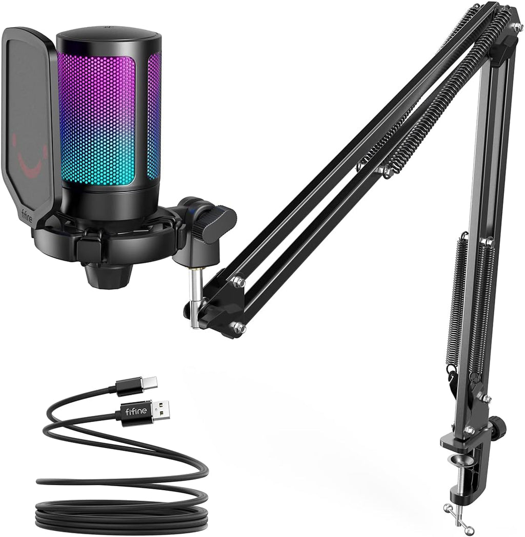 USB Gaming Microphone Kit, Condenser Cardioid Microphone Set with Arm Stand W100636