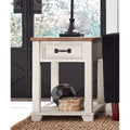 Distressed Two-tone Wood End Table with Drawer X370234