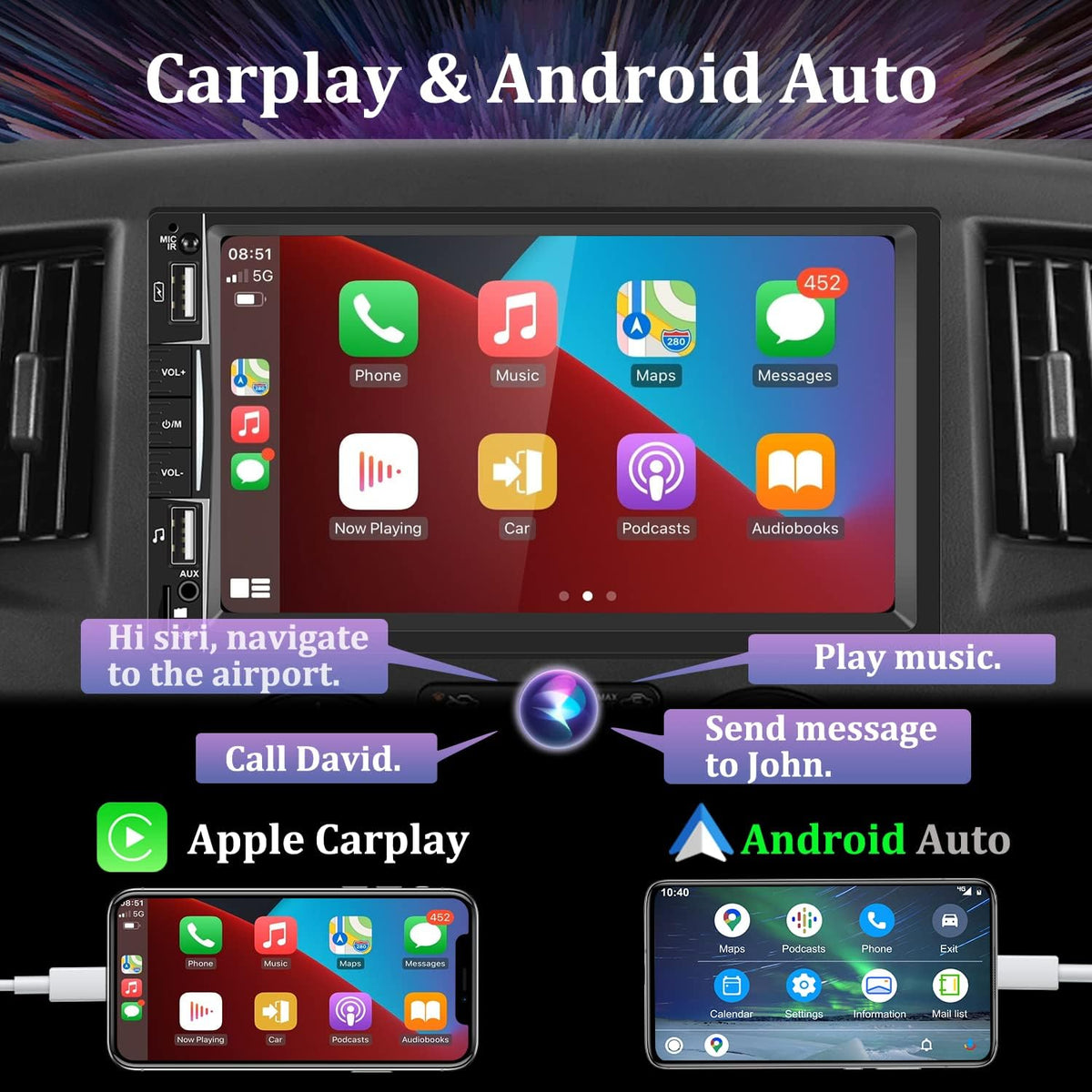 Double Din 7 Inch Touch Screen Car Stereo with Rear View Camera G11126