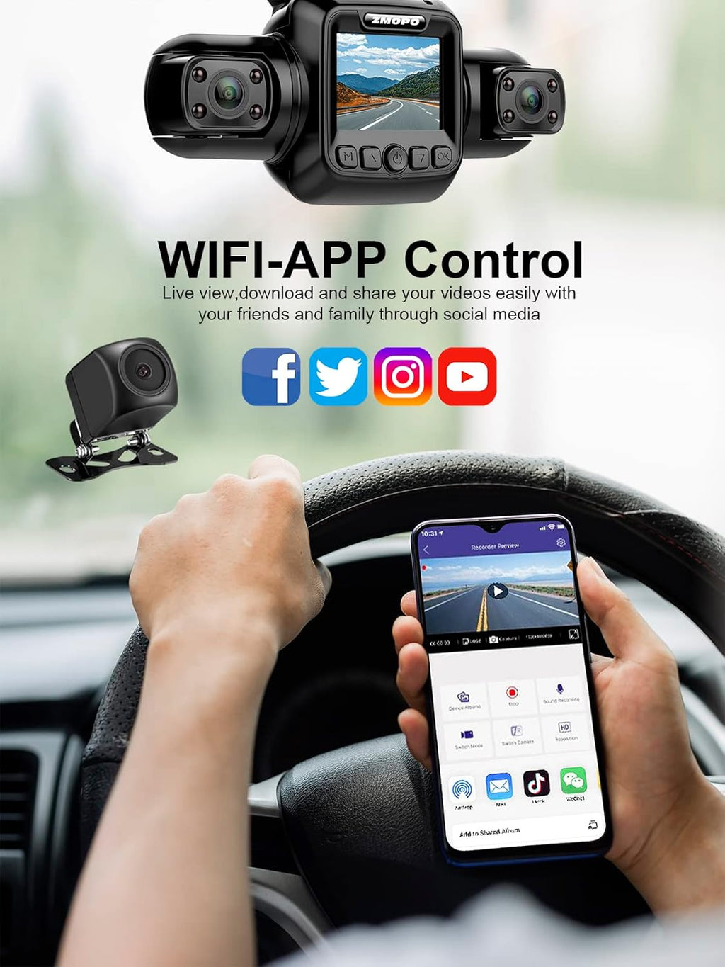 4 Channel FHD 1080P Dash Cam with WiFi M658