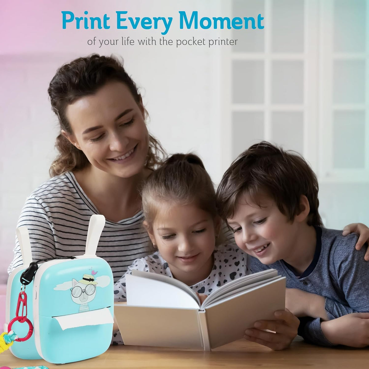 Portable Bluetooth Thermal Sticker Printer (Blue) L40776