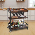 31" 3-Tier Mobile Bar Cart with Wine Rack and Glass Holder G62302
