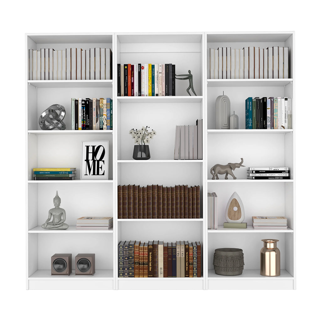 3 Piece Living Room Set with 3 Bookcases, White R101