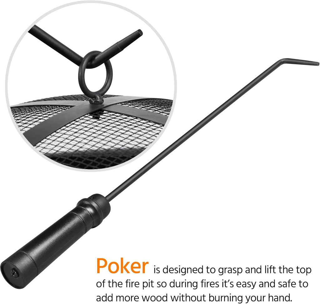 29'' Wood Burning Fire Pit with Grate & Spark Screen Cover O3750