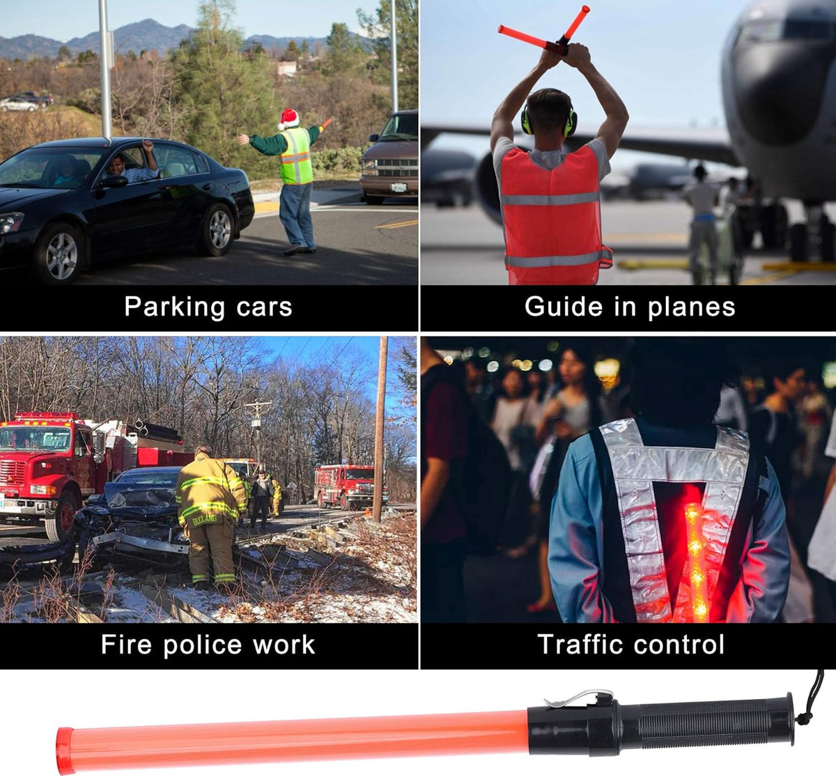 8 Pack 21-inch Safety Traffic Control Wand with 2 Flashing Modes U56341